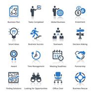 Set of 16 blue business icons