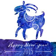 Watercolor pattern goat Chinese astrological sign New Year 2015 N2