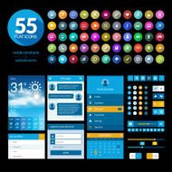 Set of flat design ui elements template and icons