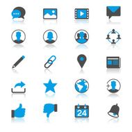Social network flat with reflection icons