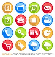 Business Icons on Circular Colored Buttons