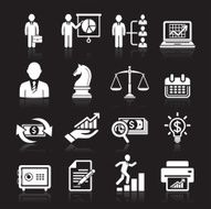 Business icons management and human resources white icons