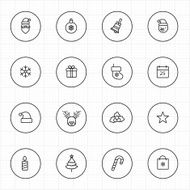 Christmas celebration with circle line icons and white background