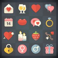 Flat Icon Valentine&#039;s Day Set