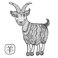 Chinese Zodiac Animal astrological sign goat N6