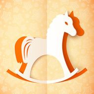 Orange cutout paper vector horse N2