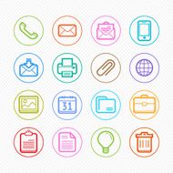 Office elements line color icon set #Vector illustration