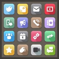 social flat icons with shadow