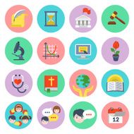 Modern Flat School Icons Set