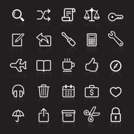 Business outline white icons set