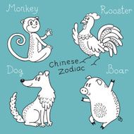 Set of the Chinese zodiac signs N8