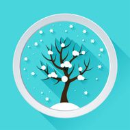 Background with winter tree in flat design style N2