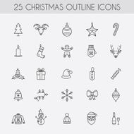 Christmas Holiday New Year outline icons N2