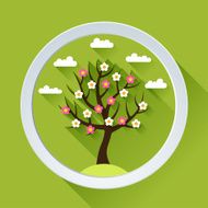 Background with spring tree in flat design style N2