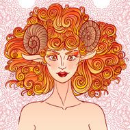 Zodiac sign Aries Sheep lady N3