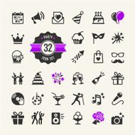 Party Birthday celebration icons collection