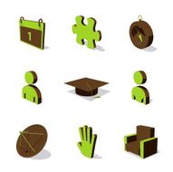 green 3D icon set 05