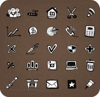 Doodle web and office icons N2