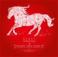 Running Horse on bright red background N2