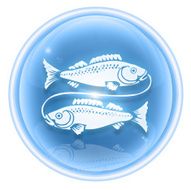 Pisces zodiac icon ice isolated on white background