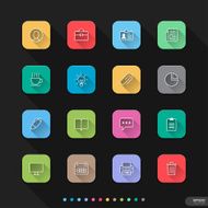 Flat icon with shadow for web &amp; mobile sets # 12 Office