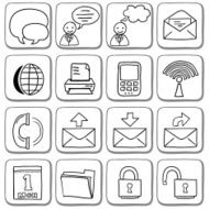 Doodle icon set in black and white