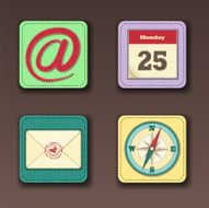 Apps icon set in textile style