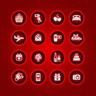 Set valentine&#039;s day icons romantic travel