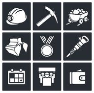 Coal industry icons set N2