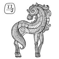 Chinese Zodiac Animal astrological sign horse N3