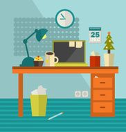 Work place of web designer on holiday