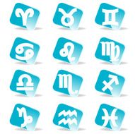 glossy zodiac signs icon set