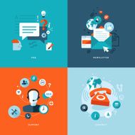 Set of flat design concept icons for online services