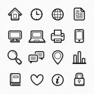 Office elements line icons set #Vector illustration