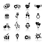 Set valentine&#039;s day black icons love signs