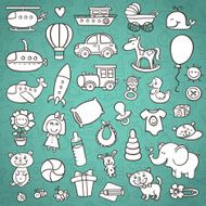 funny baby icons set