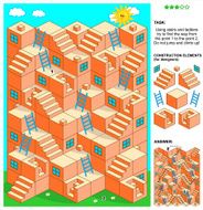 3d maze game with stairs and ladders