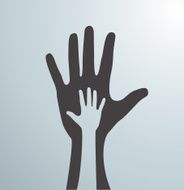 Gray helping hands Hand in hand sign association of care