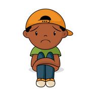 Sad kid vector illustration