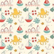 Seamless pattern with sea creatures