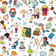 Kids school sketch seamless pattern