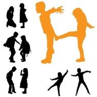 Vector silhouette of children N3