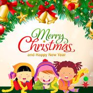 Multi-Ethnic Kids Celebrate Christmas