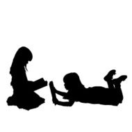 Vector silhouette of children N4