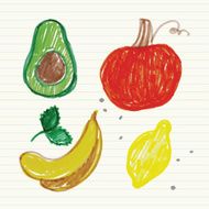 Felt pen fruit doodles set