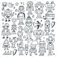 Cartoon wacky doodle set 2 Vector illustration Hand drawn