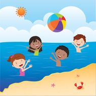 Kids playing beach ball