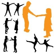 Vector silhouette of children N5