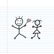in love cartoon sketch