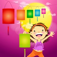 Girl holding paper lantern